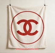 Chanel Red Dripping CC Logo Flannel Sofa Throw Blanket IMG_6797